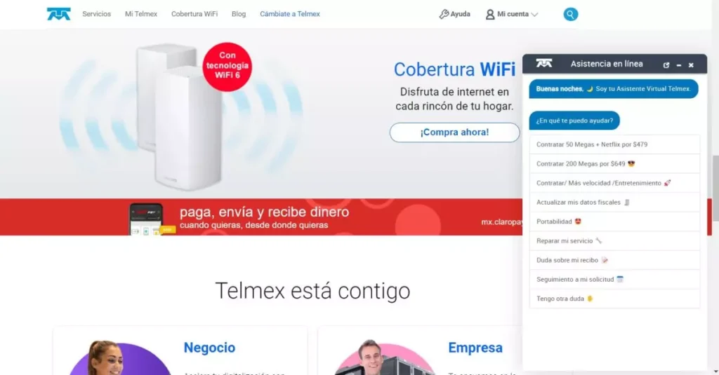 Asistencia en línea Telmex